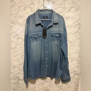 NWT True Religion Men’s Blue Denim Shirt 3XL
